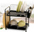 Double-Layer Dish Drying Rack with Cutlery Holder for Kitchen Countertops