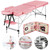 Yaheetech Portable Spa Table with Rolling Stool Set Massage Bed Chair Pink