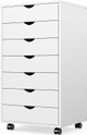 Another angled view of the white 7-drawer chest on wheels