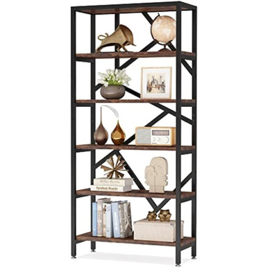 6-Tier Bookshelf 71 inch Tall Bookcase, Vintage Industrial 6 Shelf ...
