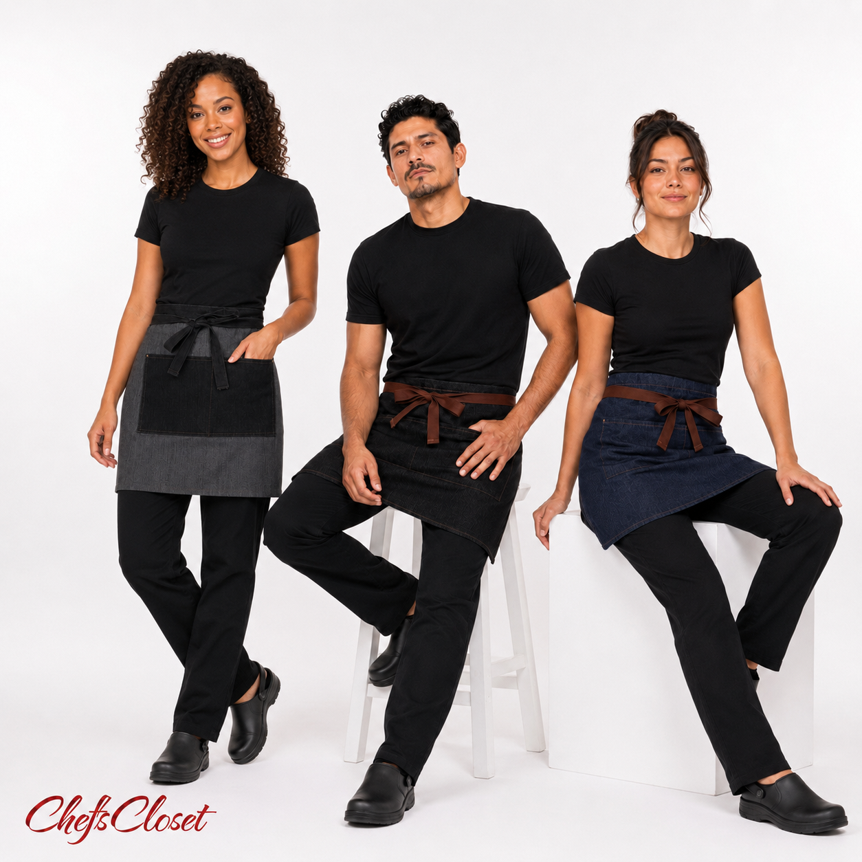 Denim Allentown Half Bistro Apron 2 Pockets - ChefsCloset