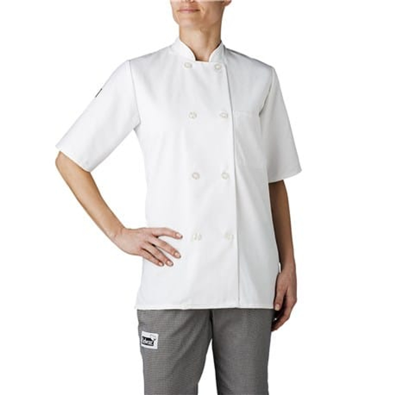 pink chef jacket short sleeve