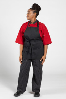 Adjustable Pocket Bib Apron, Black