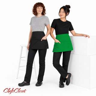 Black Reversible Waist Apron  3 Pockets