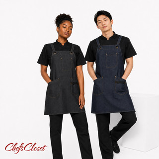 【CITYSHOP】 APRON オーバーオール Denim 3 Pocket Bib Apron | Long Denim Apron