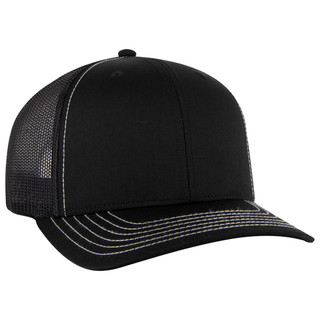 6 Panel Mid Profile Mesh Back Trucker Hat - Angle