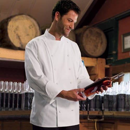 Classic 12 Button Cloth Covered Button Chef Coat - Clearance