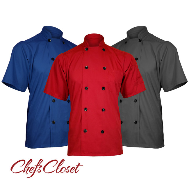 ChefsCloset Poplin Short Sleeve 10 Button Chef Coat