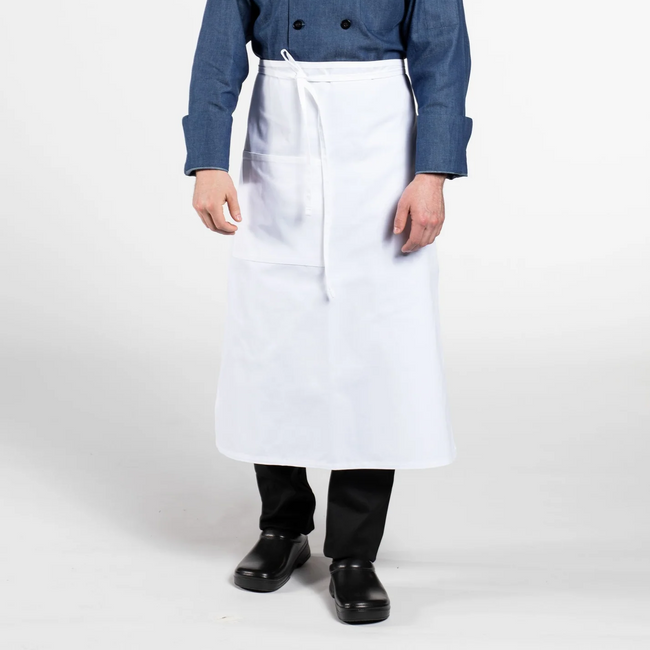 Full Bistro Apron 1 Pocket White Full Bistro Apron 1 Pocket White