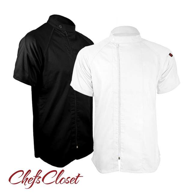 Men's Short Sleeve Jamison Chef Coat Black and White Men's Short Sleeve Jamison Chef Coat Black and White
