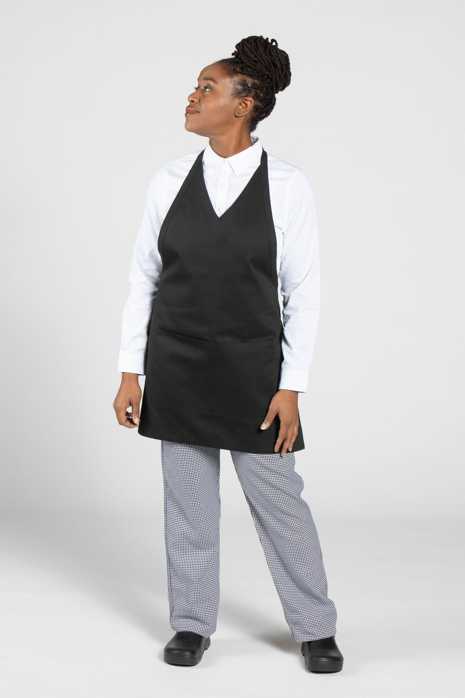 Formal V-Neck Apron, Black