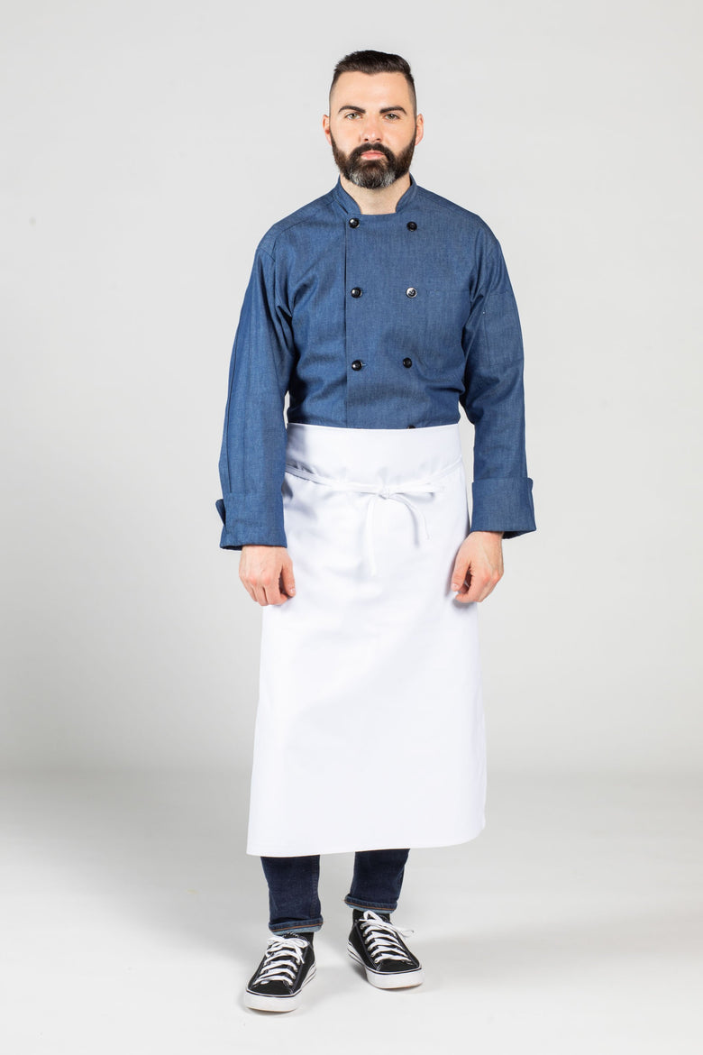 Four-Way Long Apron, White