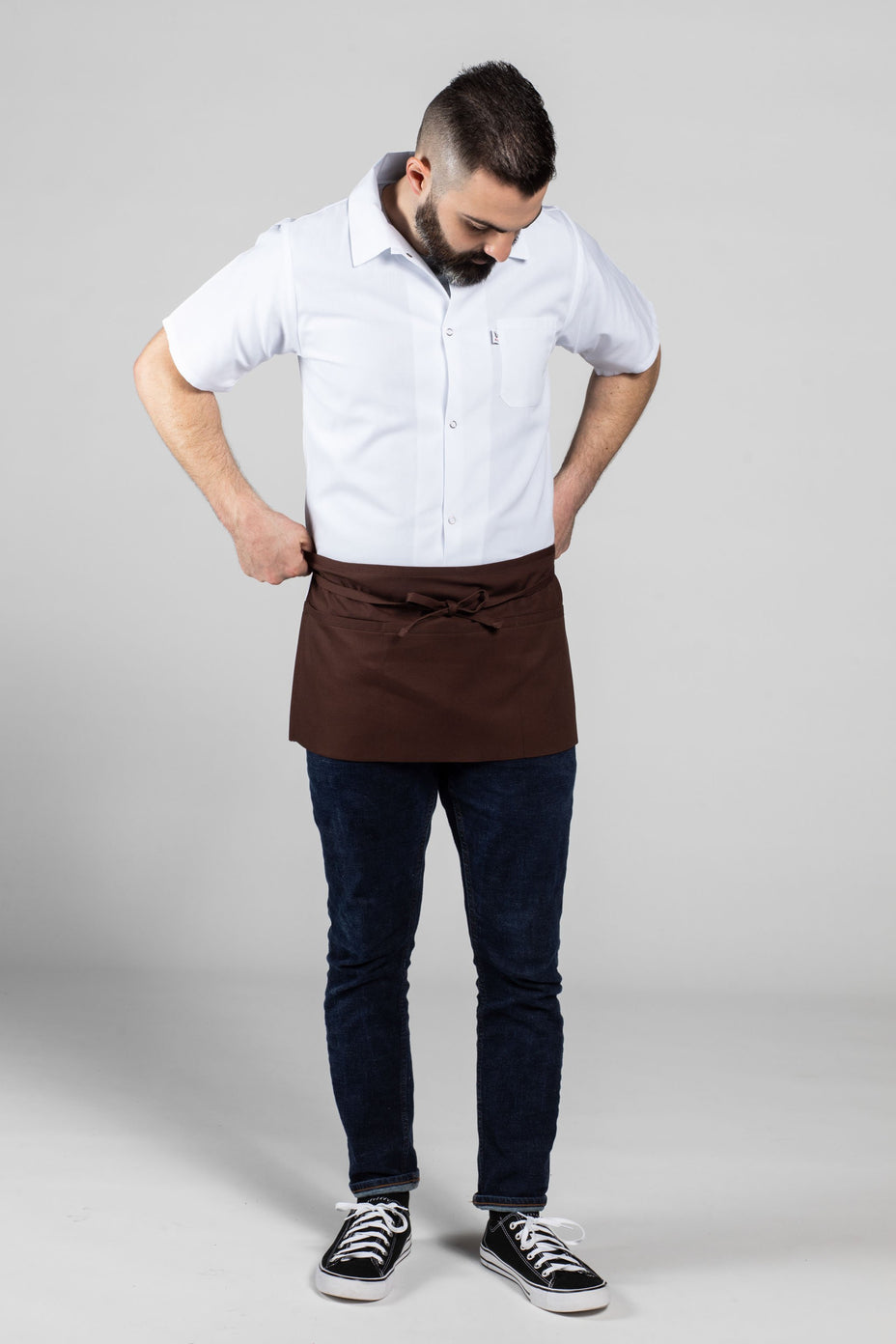 Three-Section Pocket Waist Apron, Brown