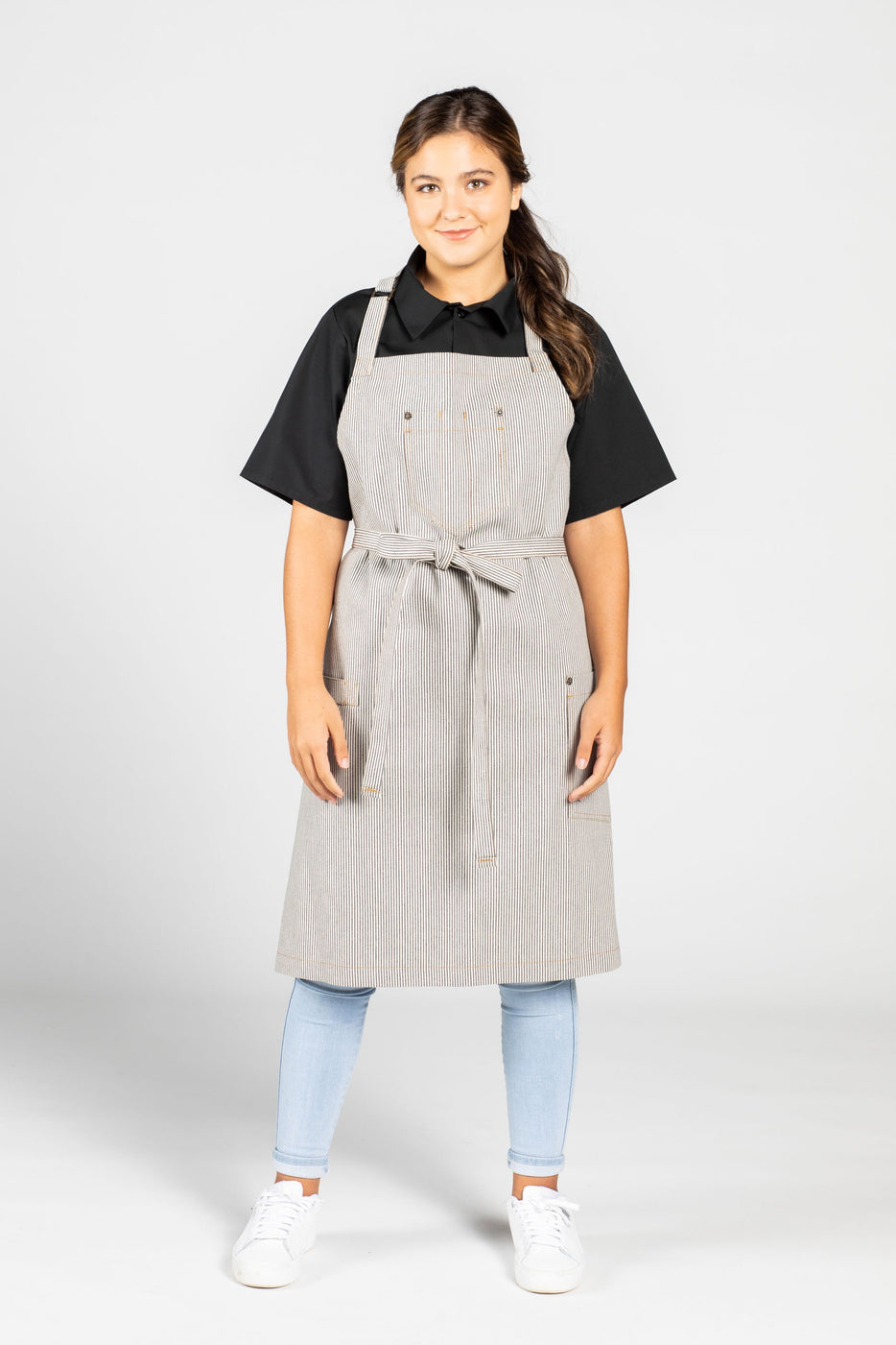 Evolution Bib Apron, Ribbon Denim
