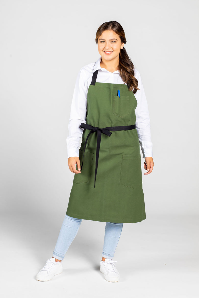Aura BIb Apron, Sea Green Canvas