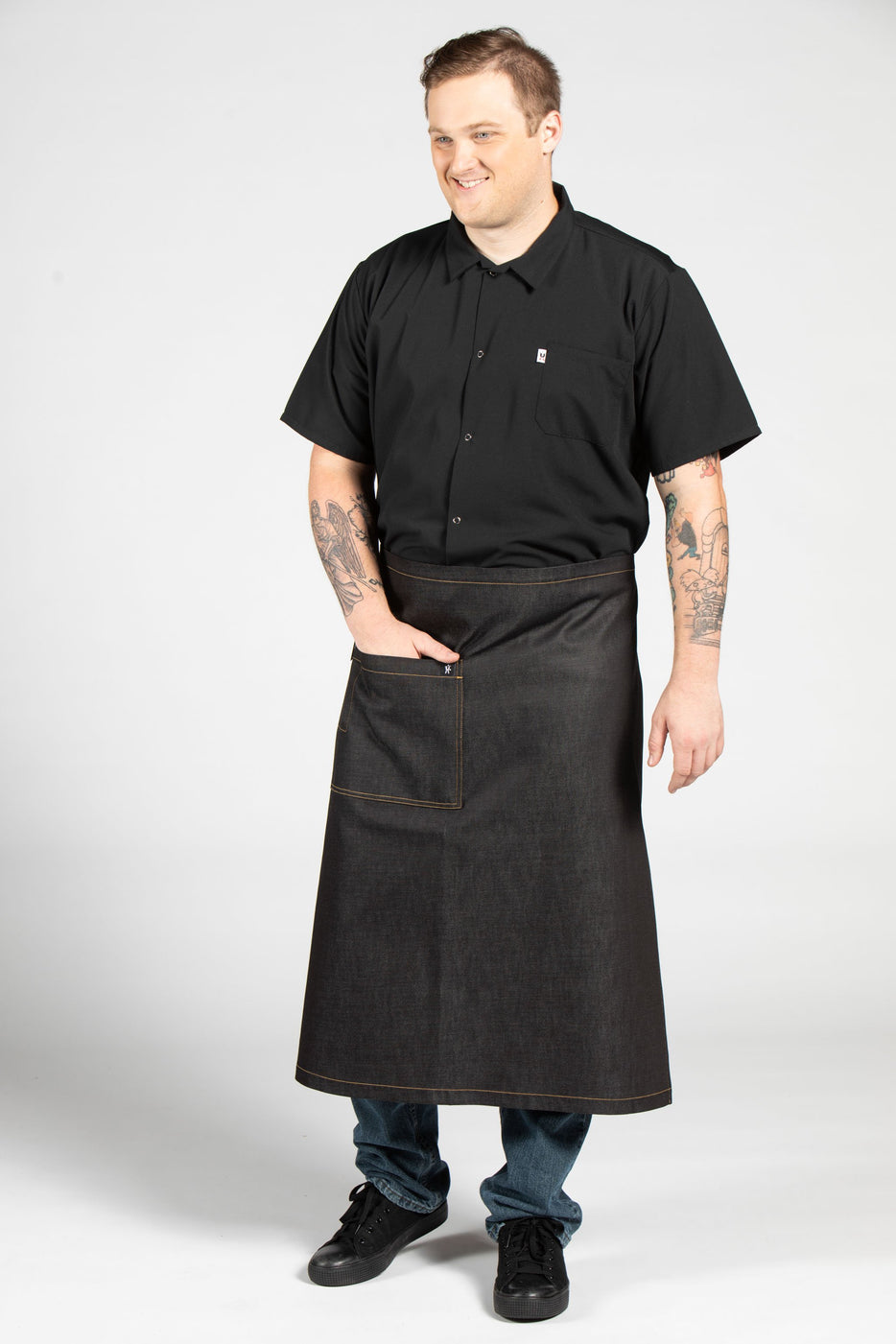 Uptown Bistro Apron, Black Cat Denim