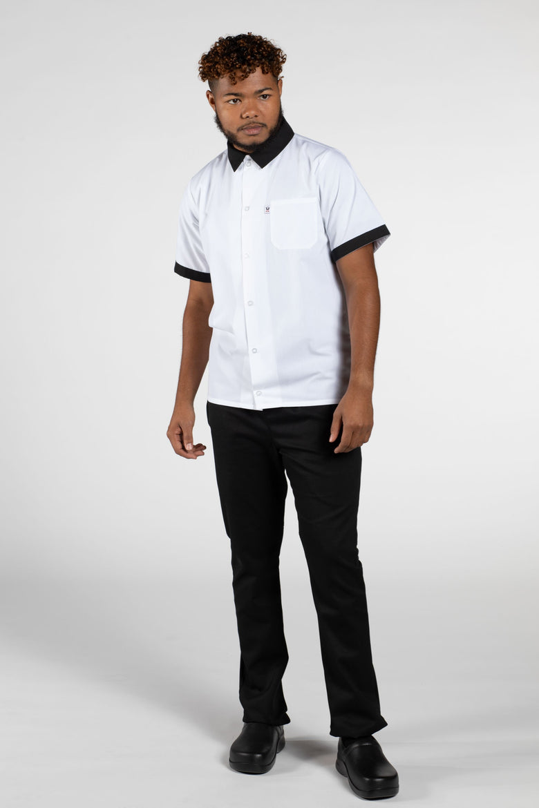 Trimmed Utility Shirt, White/Black