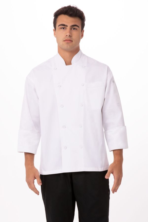 Buy Short Sleeve Chef's Jacket Kitchen Cook Coat Stripe Uniforms  3Colors(Black, red, White) (Small, Black (Long Sleeve)) at Amazon.in