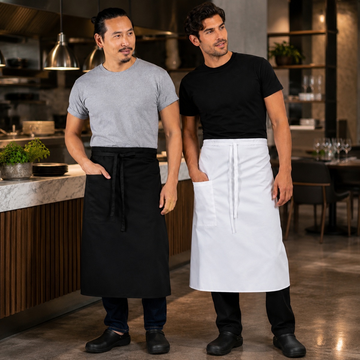 Full Bistro Apron  1 Pocket in restaurant
