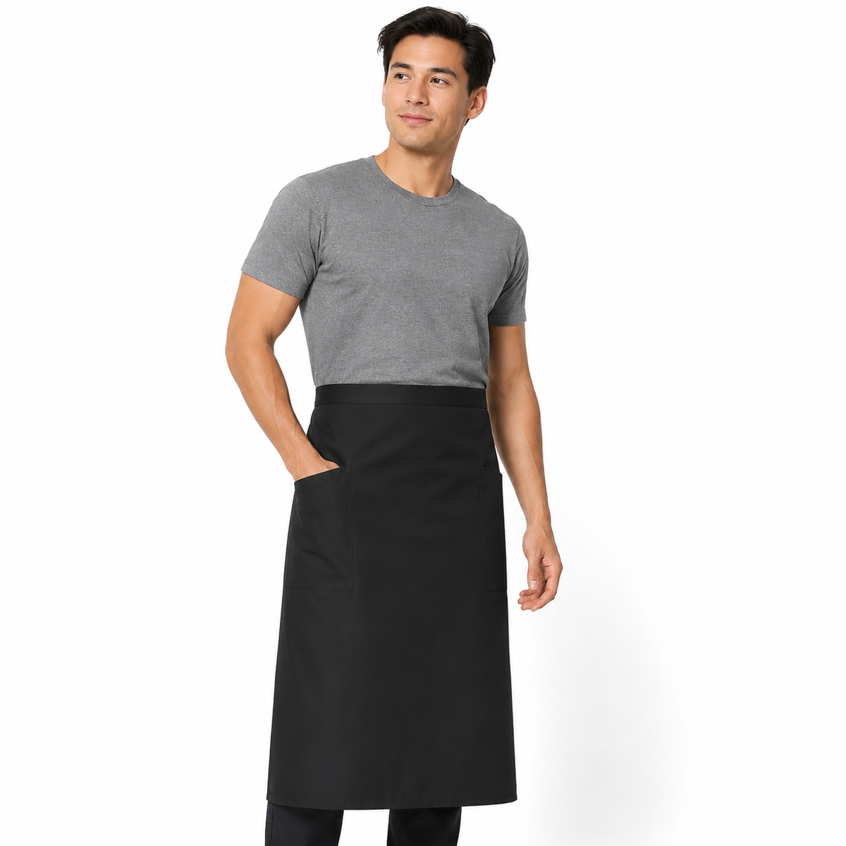 Full Bistro Apron, 2 Pockets, Black
