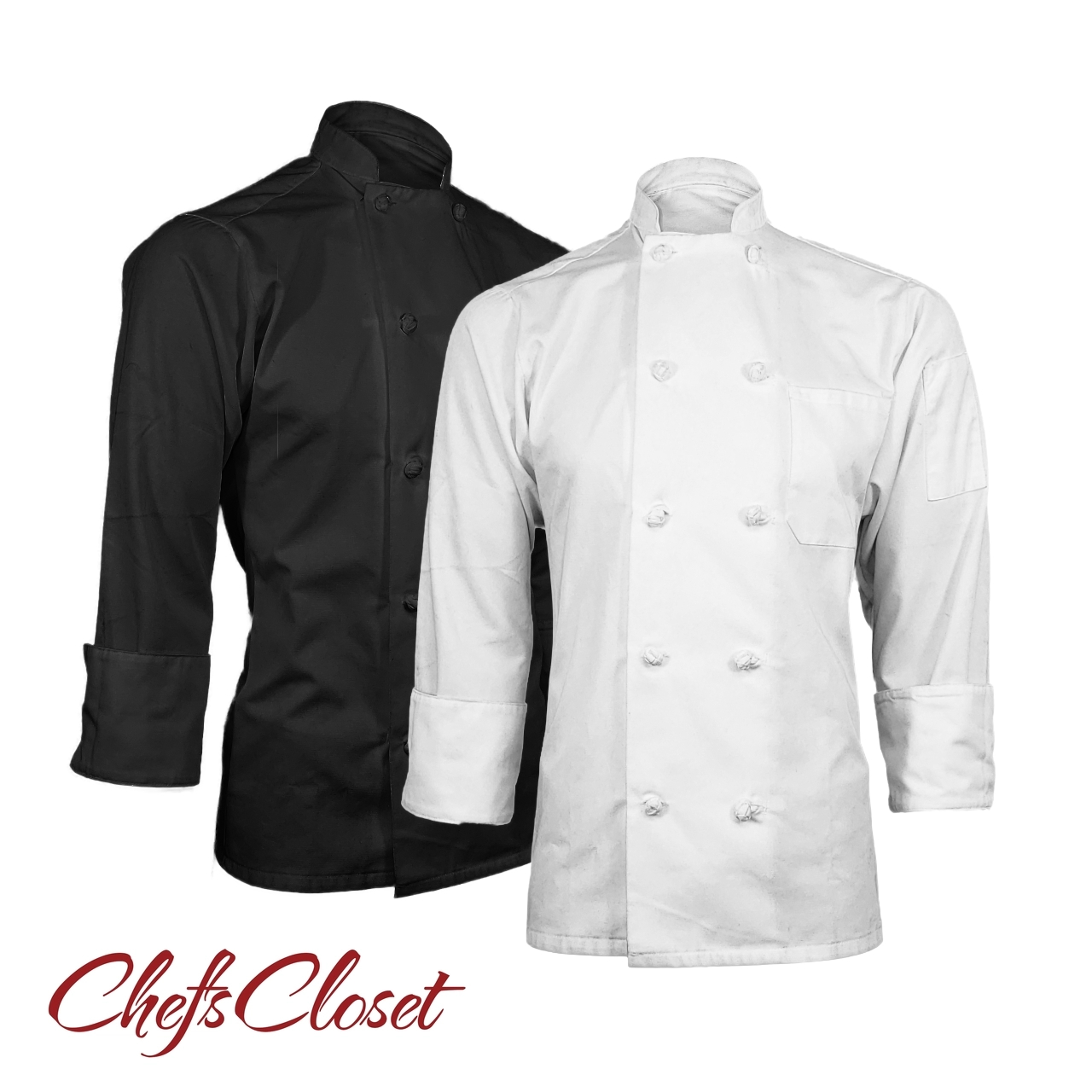 Long Sleeve Basic Knot Button Chef Coat Long Sleeve Basic Knot Button Chef Coat
