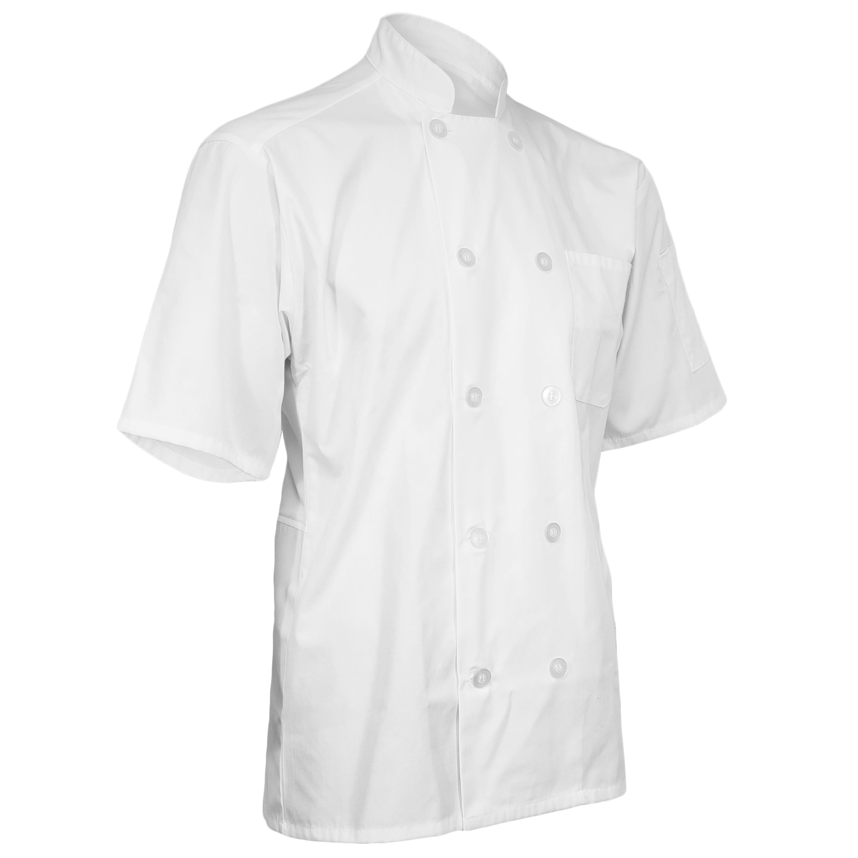 ChefsCloset Short Sleeve 10 Button Chef Coat with Mesh Back White