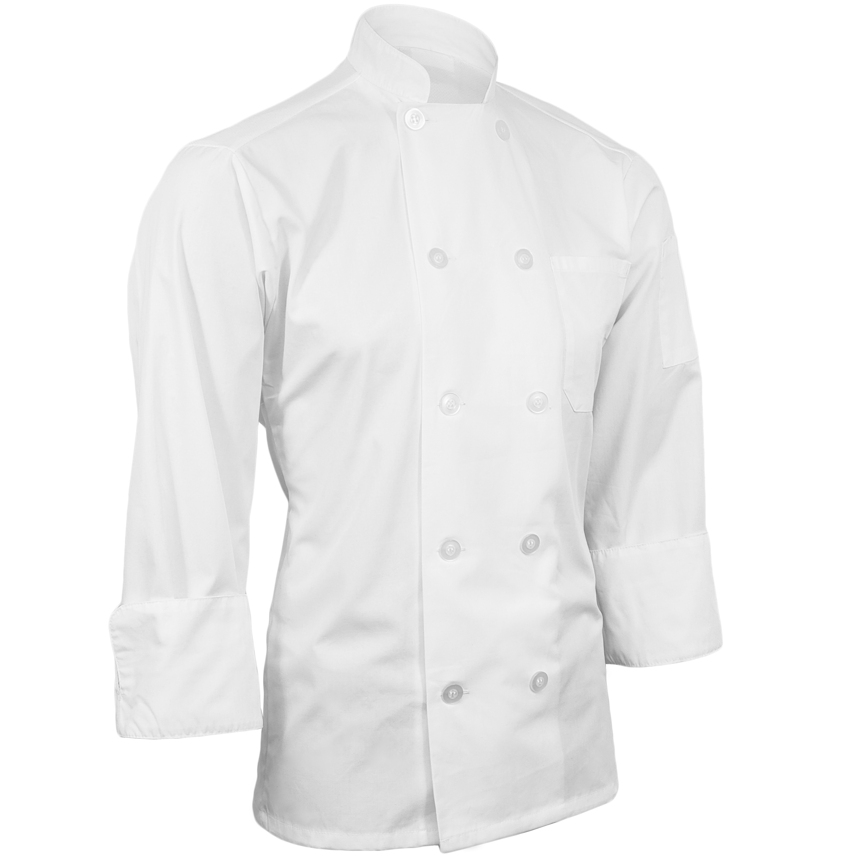 Poplin Long Sleeve Mesh Back Chef Coat White