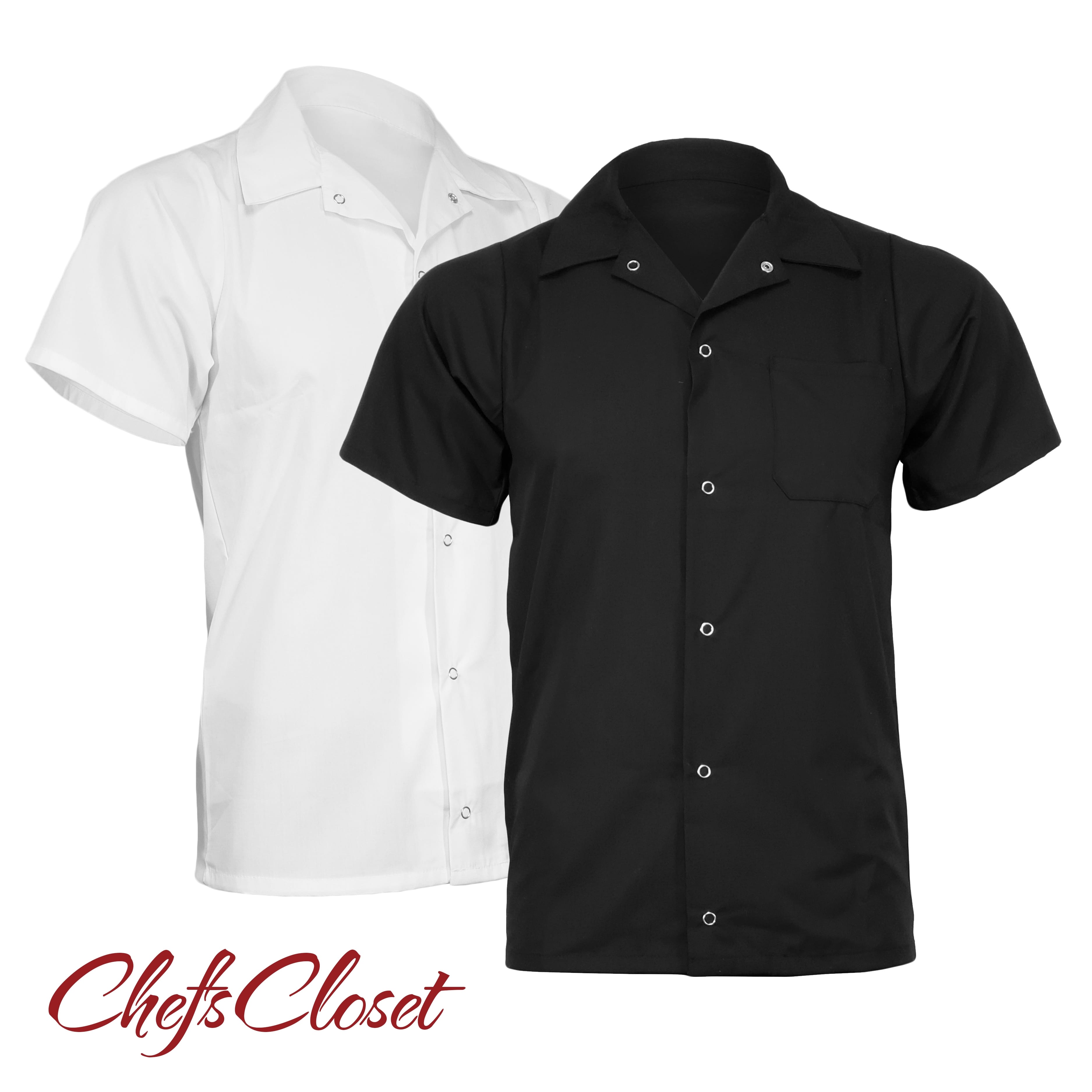 ChefsCloset Lightweight Poplin Unisex Long Sleeve Button Black Chef Jacket XS Chef Coat 