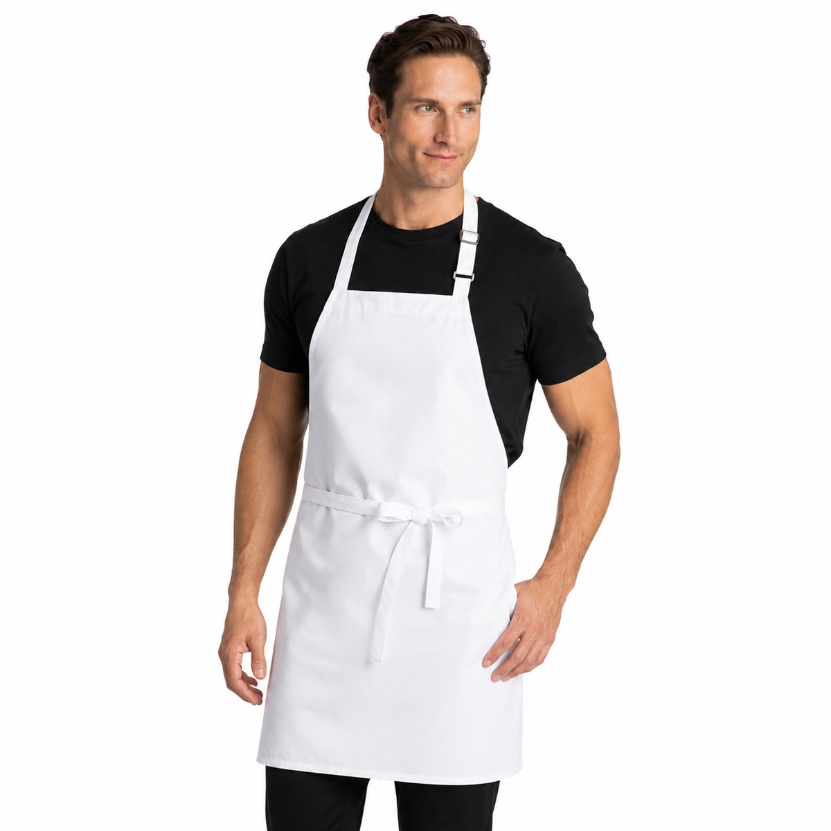 Adjustable Basic Bib Apron, White