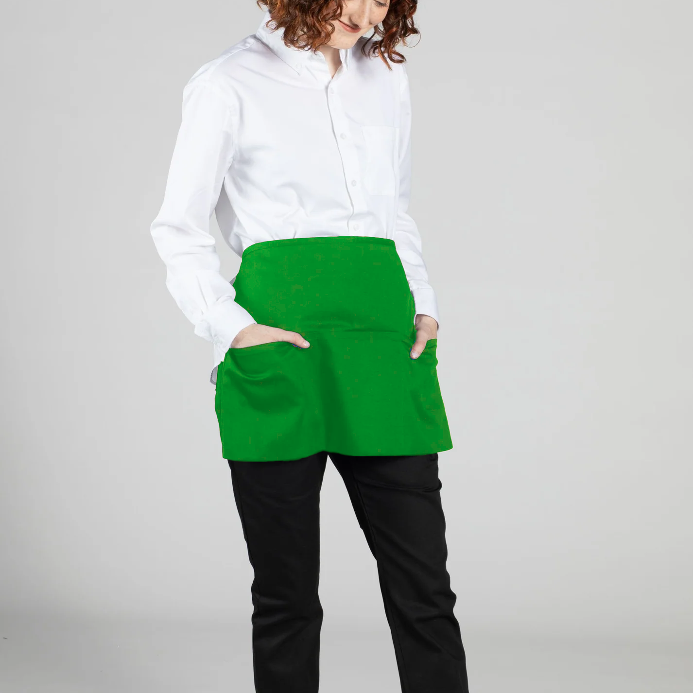 Kelly Green Reversible Waist Apron  3 Pockets