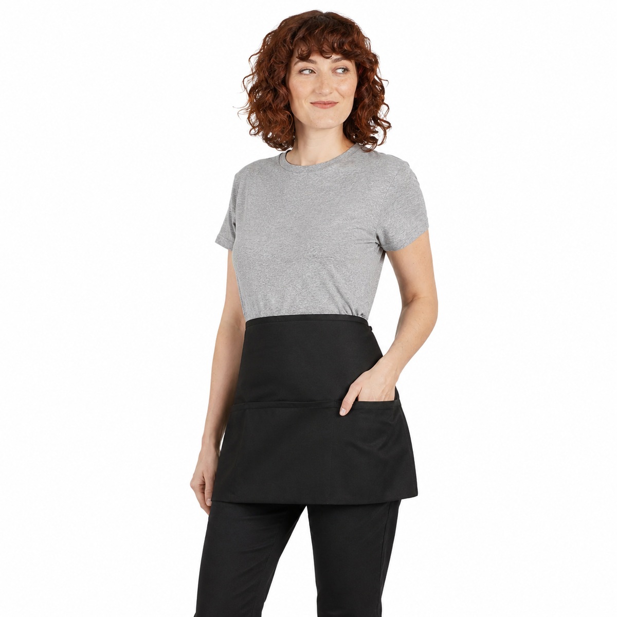 Black Reversible Waist Apron  3 Pockets, Black