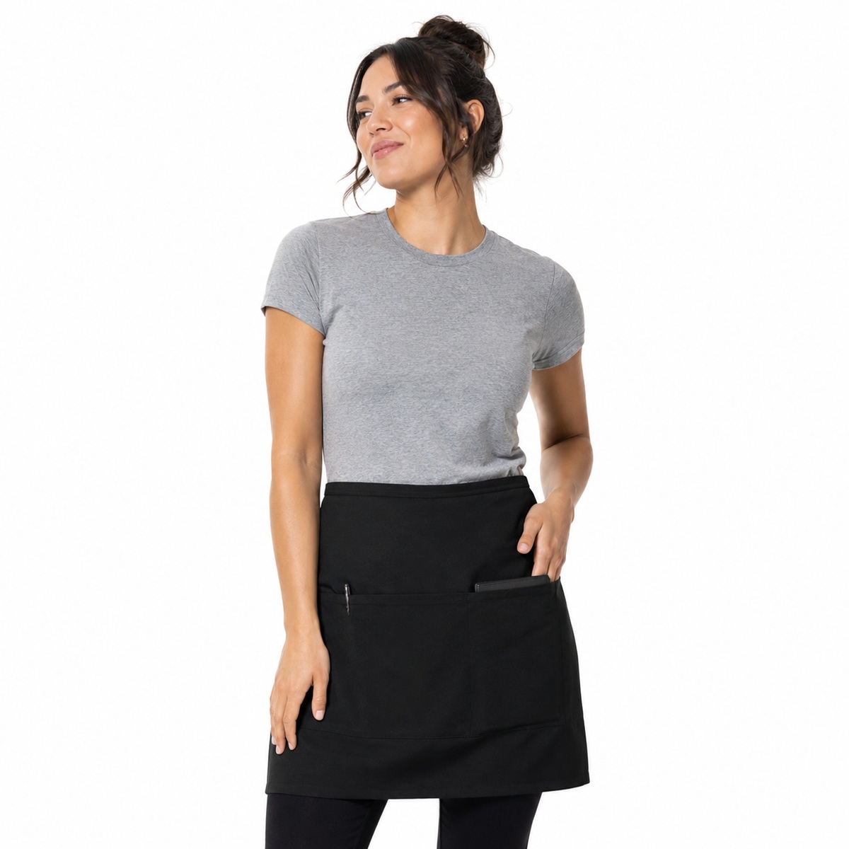 2-Pocket Half Bistro Apron, Black