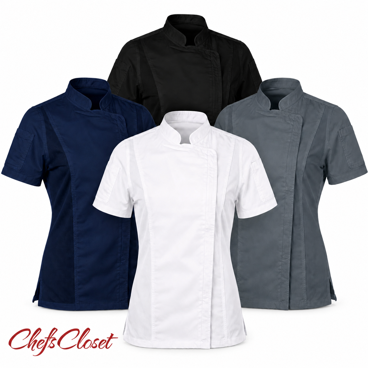 ChefsCloset Women's Short Sleeve Bailey Chef Coat All Colors