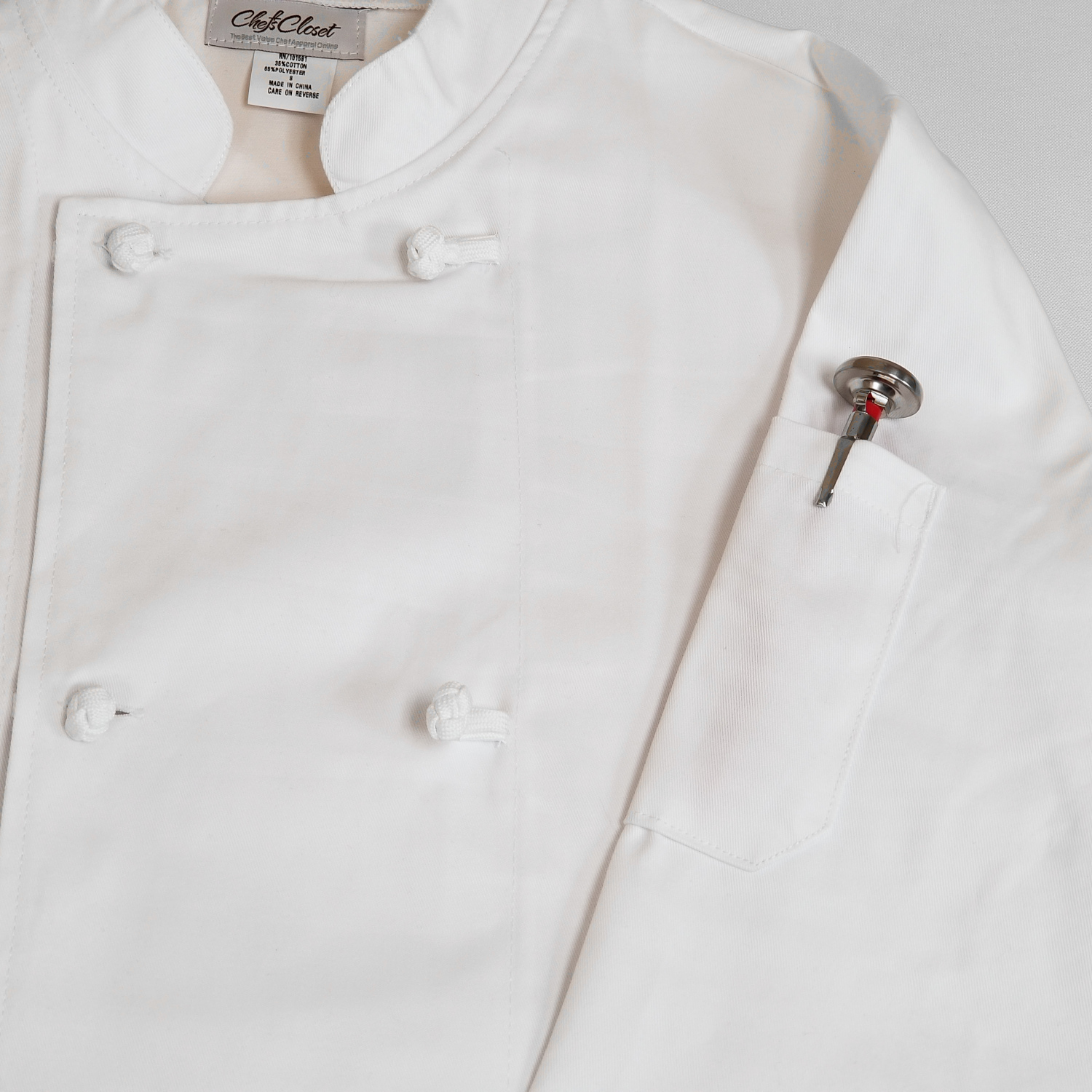 Premium Knot Button Long Sleeve Chef Coat - ChefsCloset