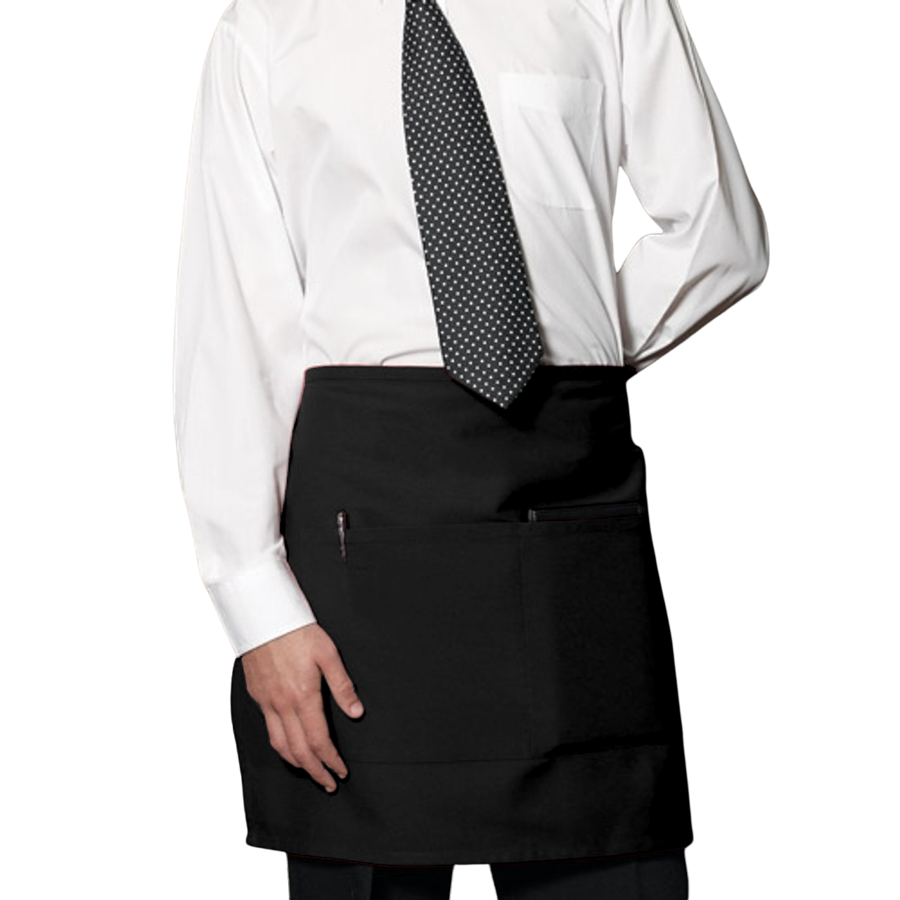 Black 2-Pocket Half Bistro Apron