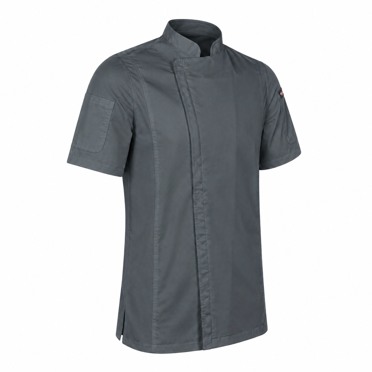 Short Sleeve William Chef Coat Zipper Closure Pewter