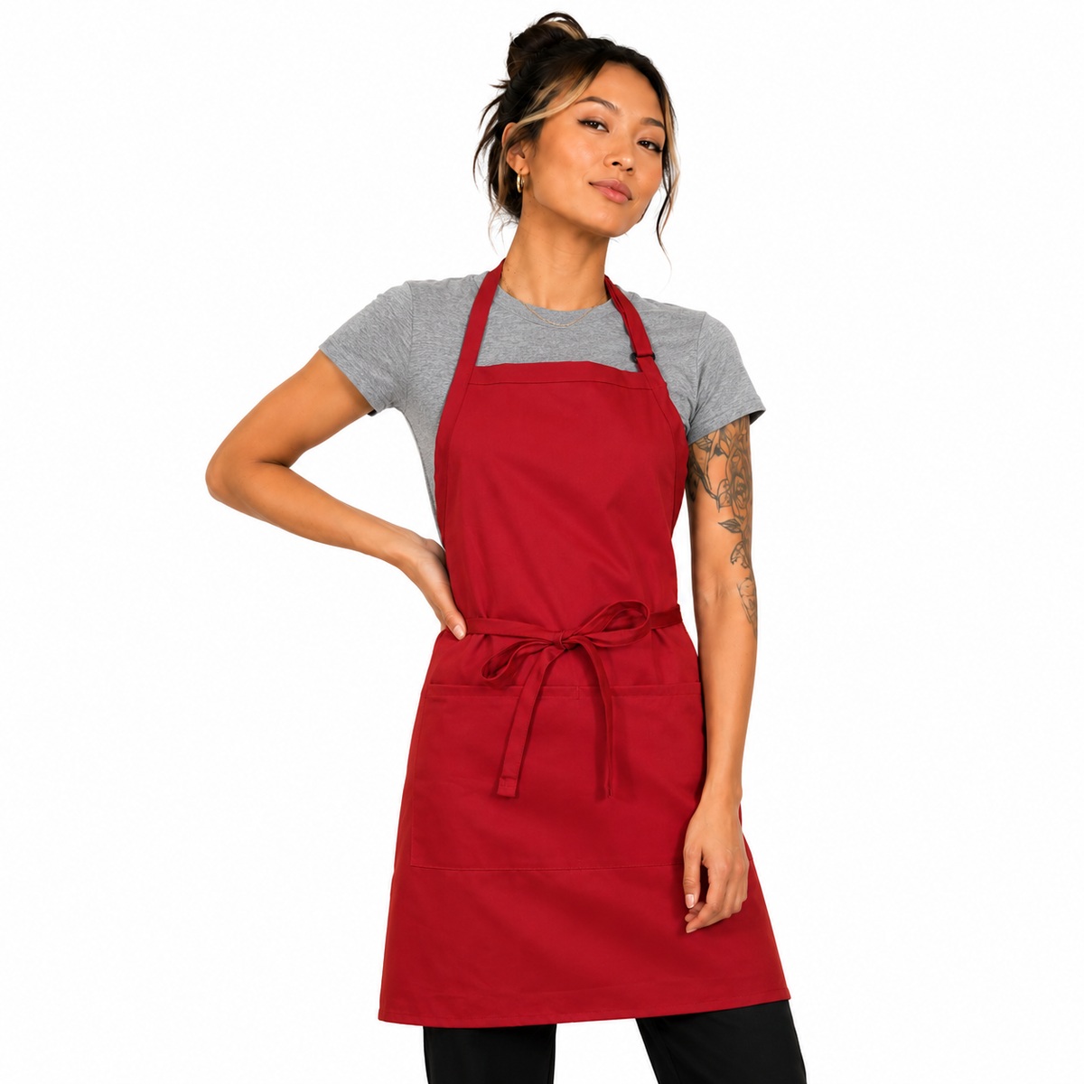 Spun Poly Bib Apron Red