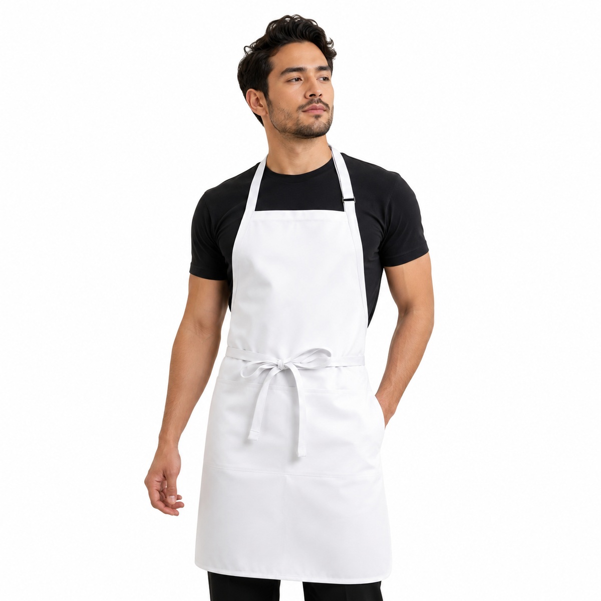Spun Poly Bib Apron White