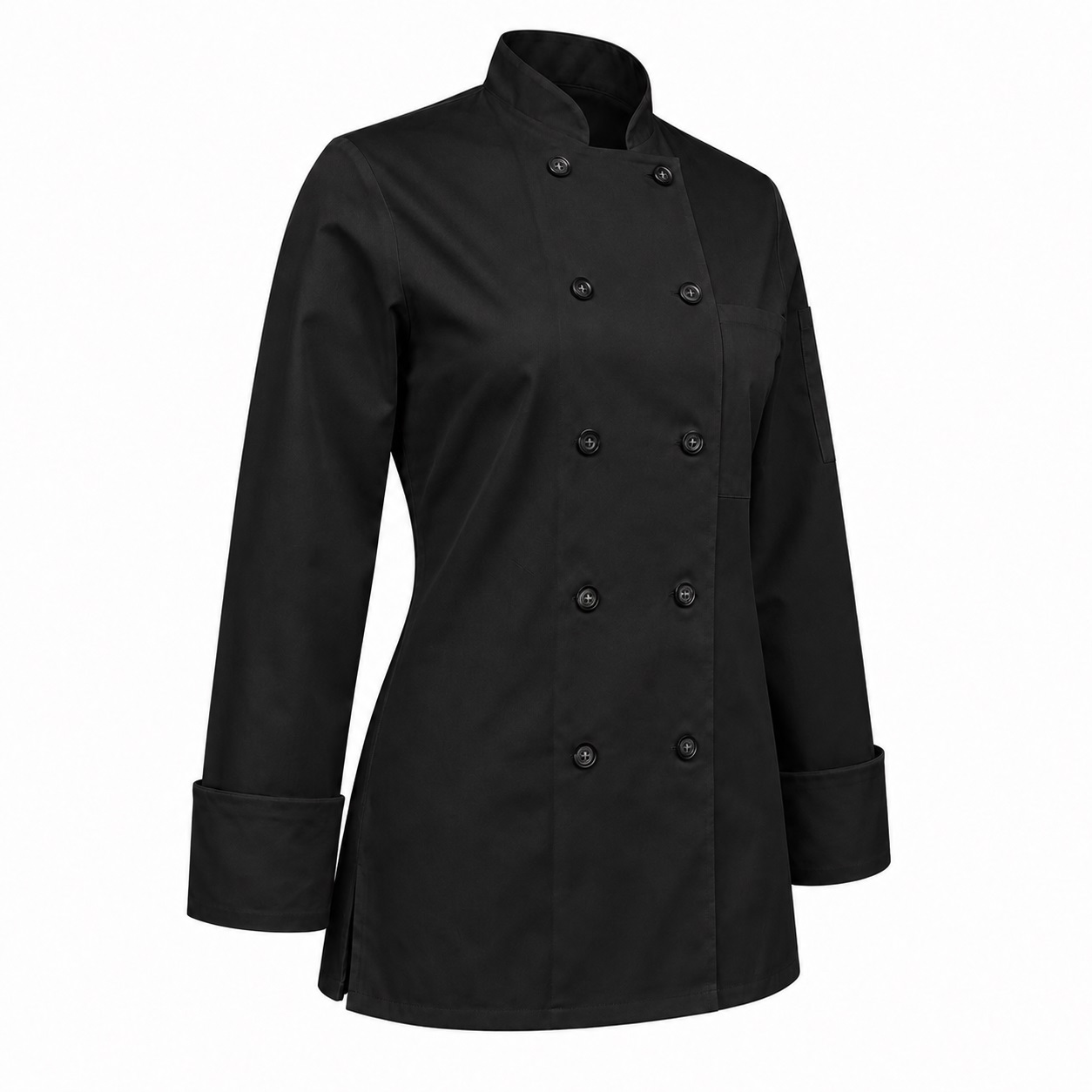 ChefsCloset Ladies Long Sleeve 10 Button Chef Coat Black