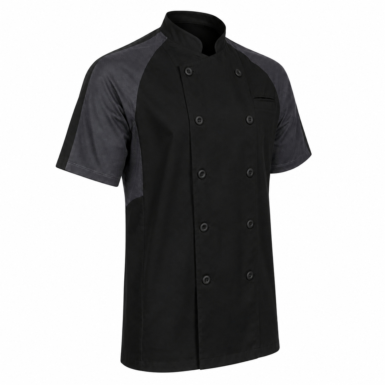Men's Walden Chef Coat, Black with Grey Trim