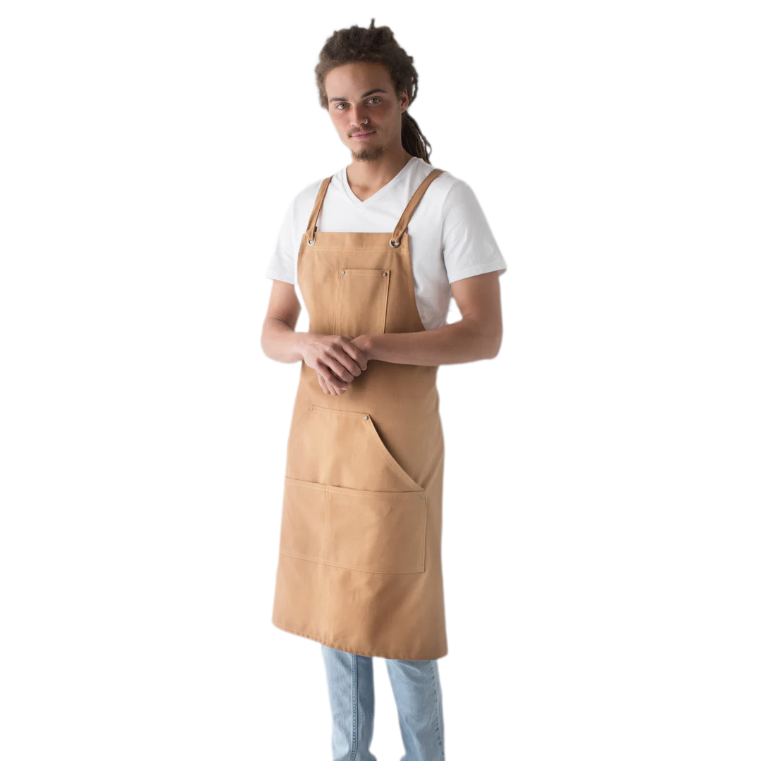 Woodland Cross Back Bib Canvas Apron Tobacco Woodland Cross Back Bib Canvas Apron Tobacco
