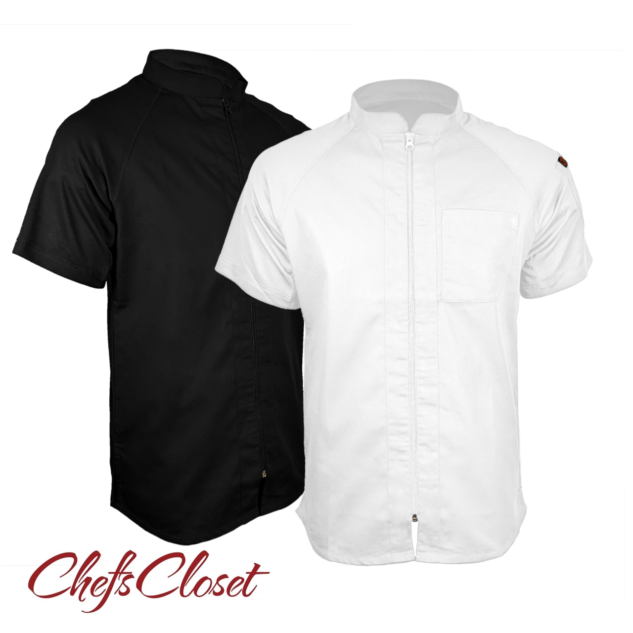 Men's Short Sleeve Seneca Chef Coat Black and White Men's Short Sleeve Seneca Chef Coat Black and White