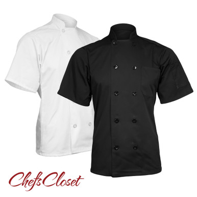 2XL, Hunter Chef Jacket CC124 Chef Code Basic Short Sleeve Chef Coat with Pearl Buttons