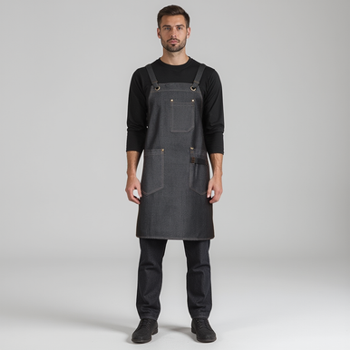 NEIGHBORHOOD 25aw DENIM APRON BLACK Cross Back Denim Apron
