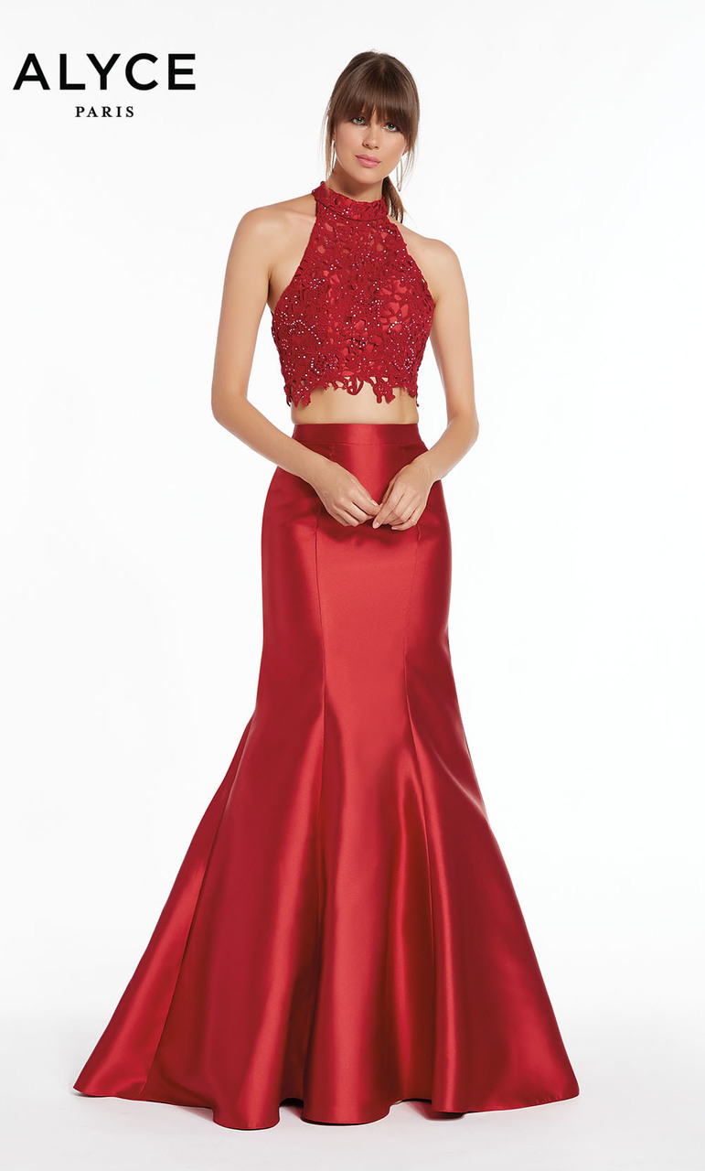 Alyce 1409 Mikado Lace Two Piece Prom Gown