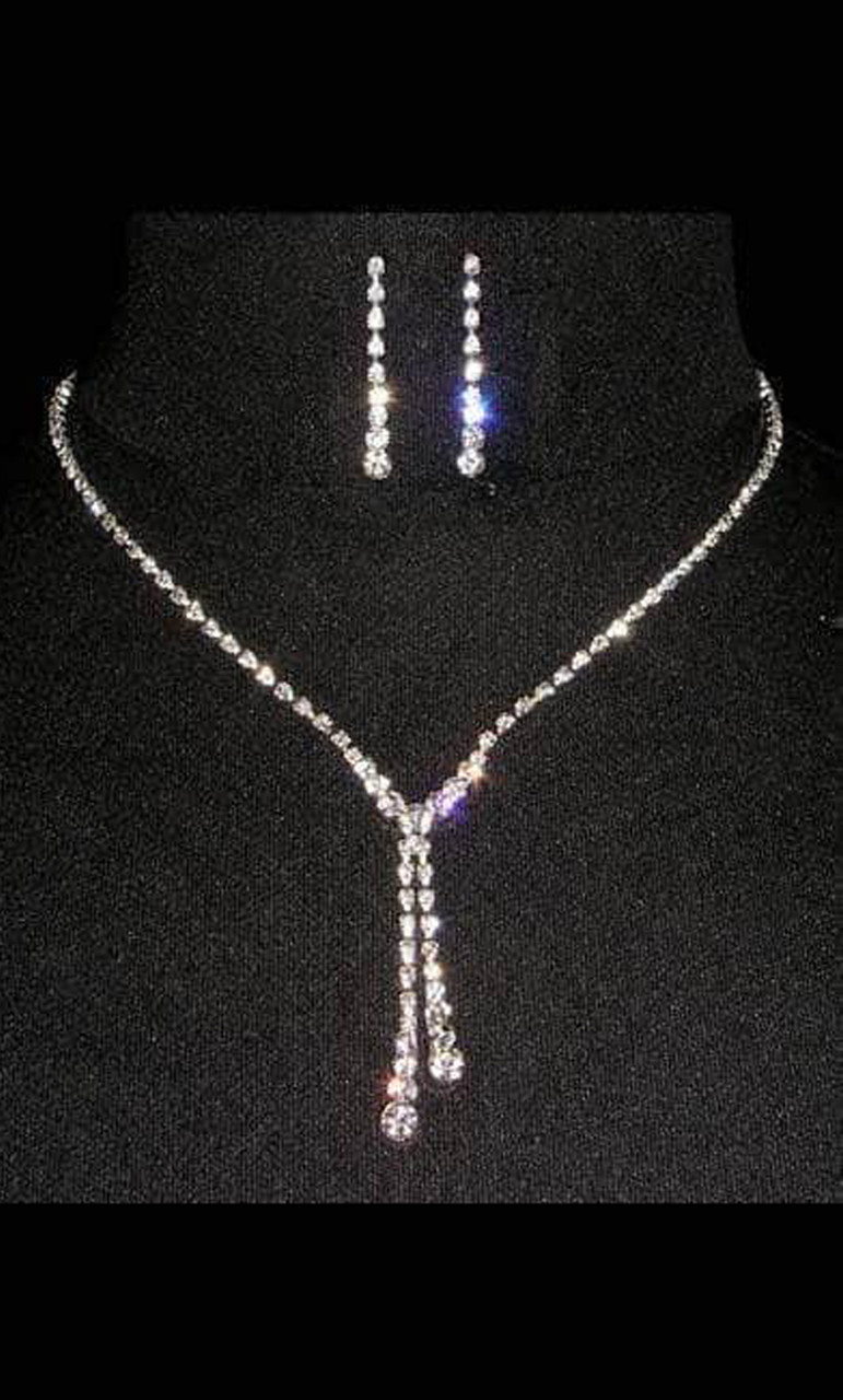 Buy Women's Reina Model Crystal Zircon Stone Silver Waterway Necklace  Earring Set Wedding Promise Henna Bridal Jewelry Set | online store of  Turkish goods TT-Turk