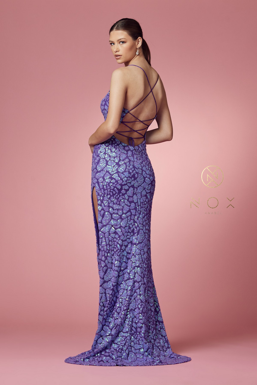 Mermaid Gown with Side Slit NX S458 Violet - Prom-Avenue