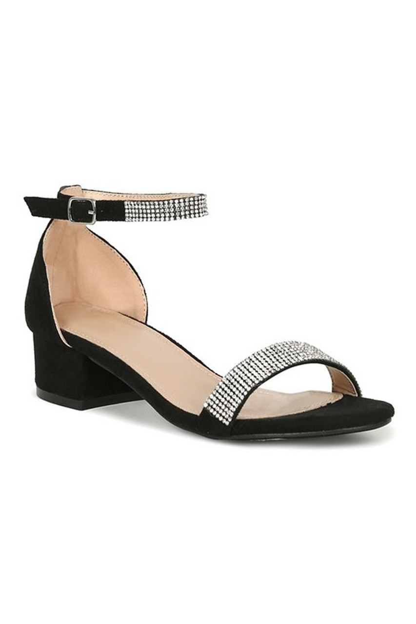 Black Rhinestone Sandals Prom Avenue