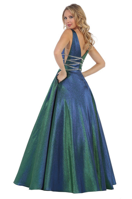 blue and green prom dress