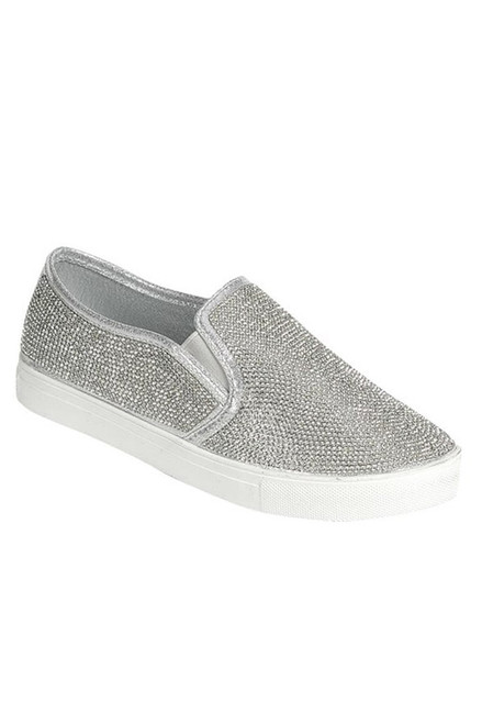 Rhinestone jeweled slip on shoes, perfect for dressing up your prom gown, homecoming dress or wedding gown. Dance floor ready- shop prom-avenue

Available in Silver